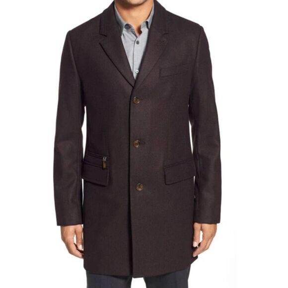 NWT TED BAKER Alamo Three Botton Overcoat in Charcoal Size 3 - Picture 1 of 6